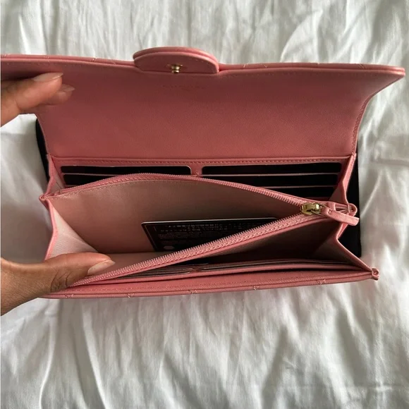 CHANEL NWT Long Gusset Flap Wallet Leather Gold CC Logo  with Box - Picture 5 of 11